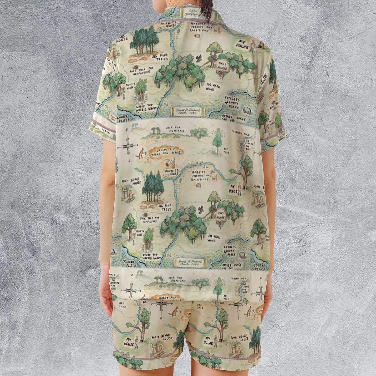 Satin Short-Sleeve Pajamas Set - K6QBQZU8