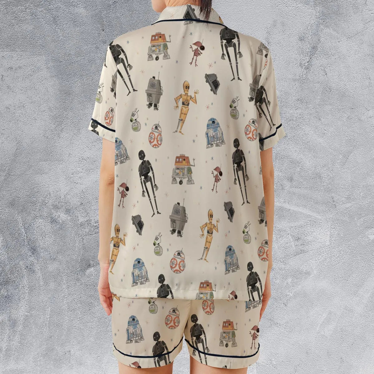 Satin Short-Sleeve Pajamas Set - ZCX35KQG