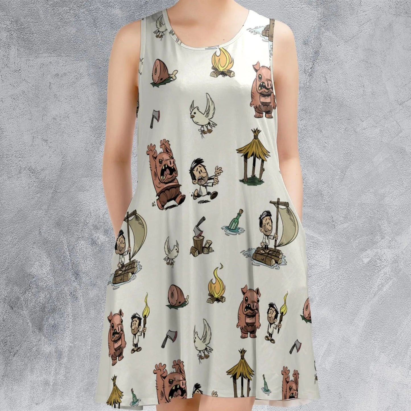 Casual Sleeveless Dress - VTFERF1Q