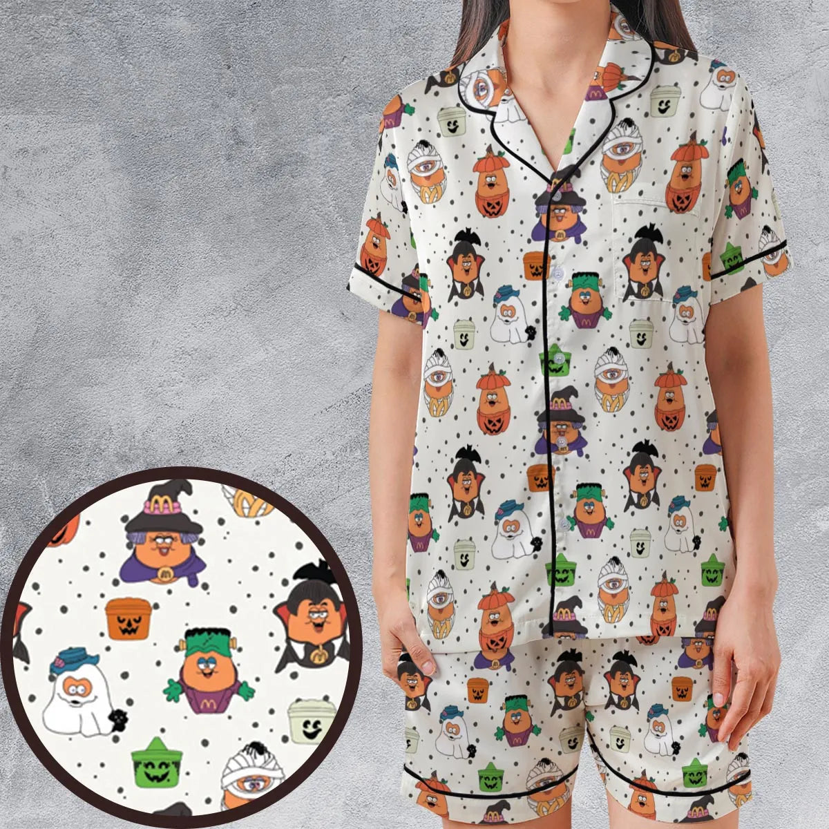 Satin Short-Sleeve Pajamas Set - 5E2XSYBE