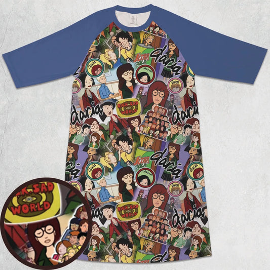 3/4 Sleeve Raglan Dress - YJDM3ZTL