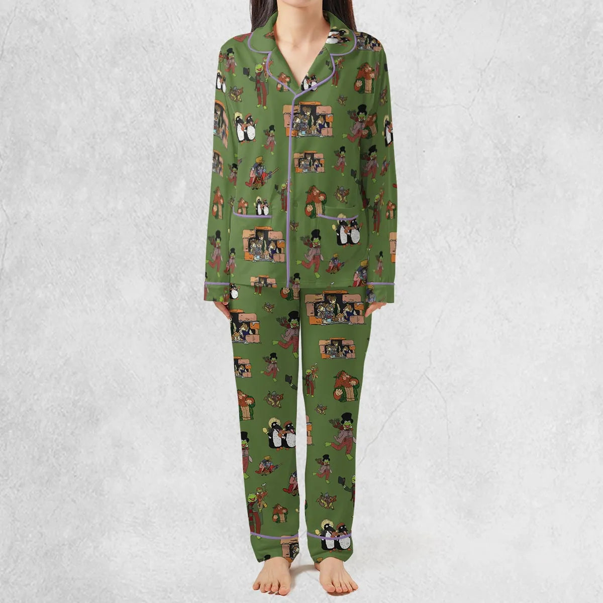 Stretch Long-Sleeve Pajamas Set - QG2UQY8B