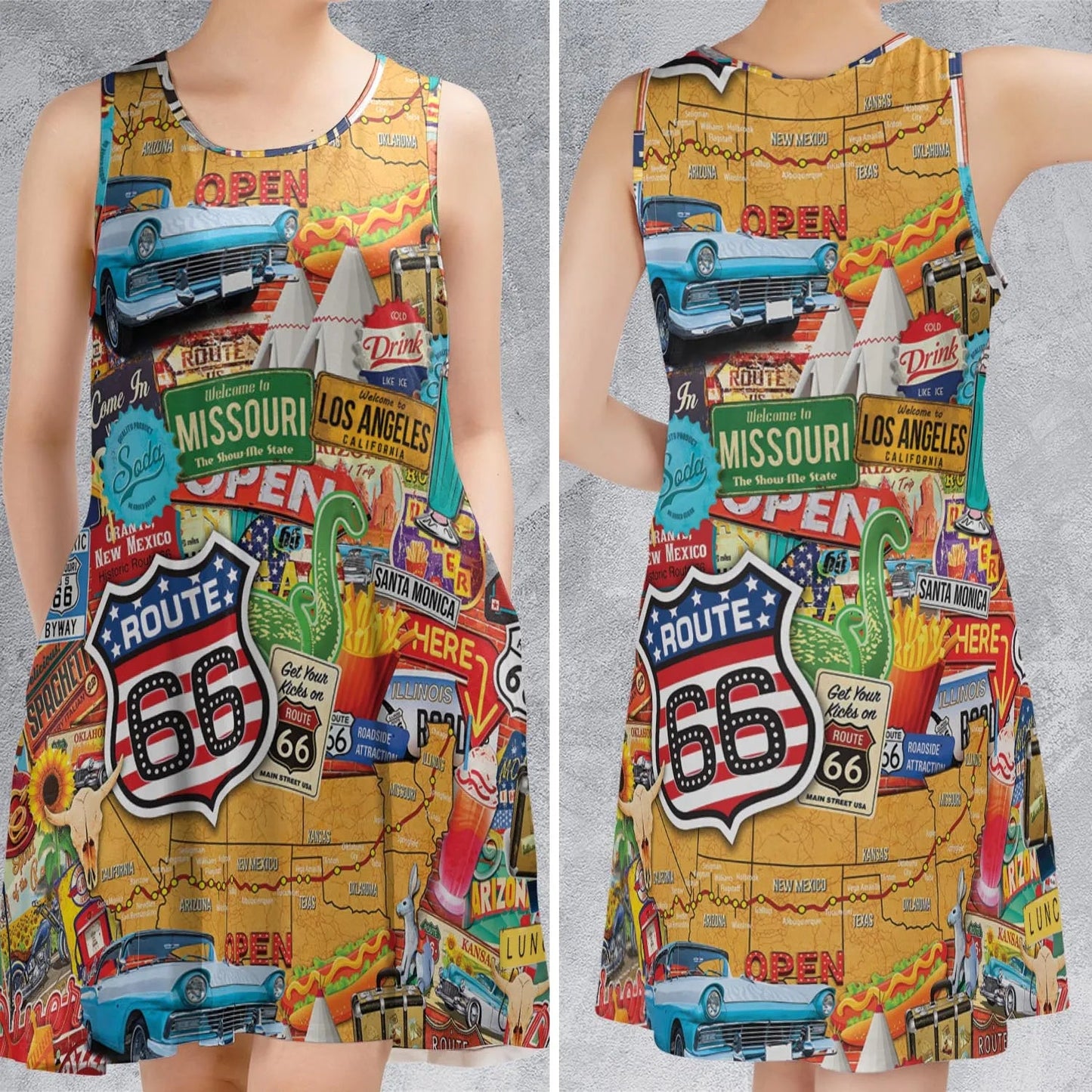 Casual Sleeveless Dress - 99B3F8PV