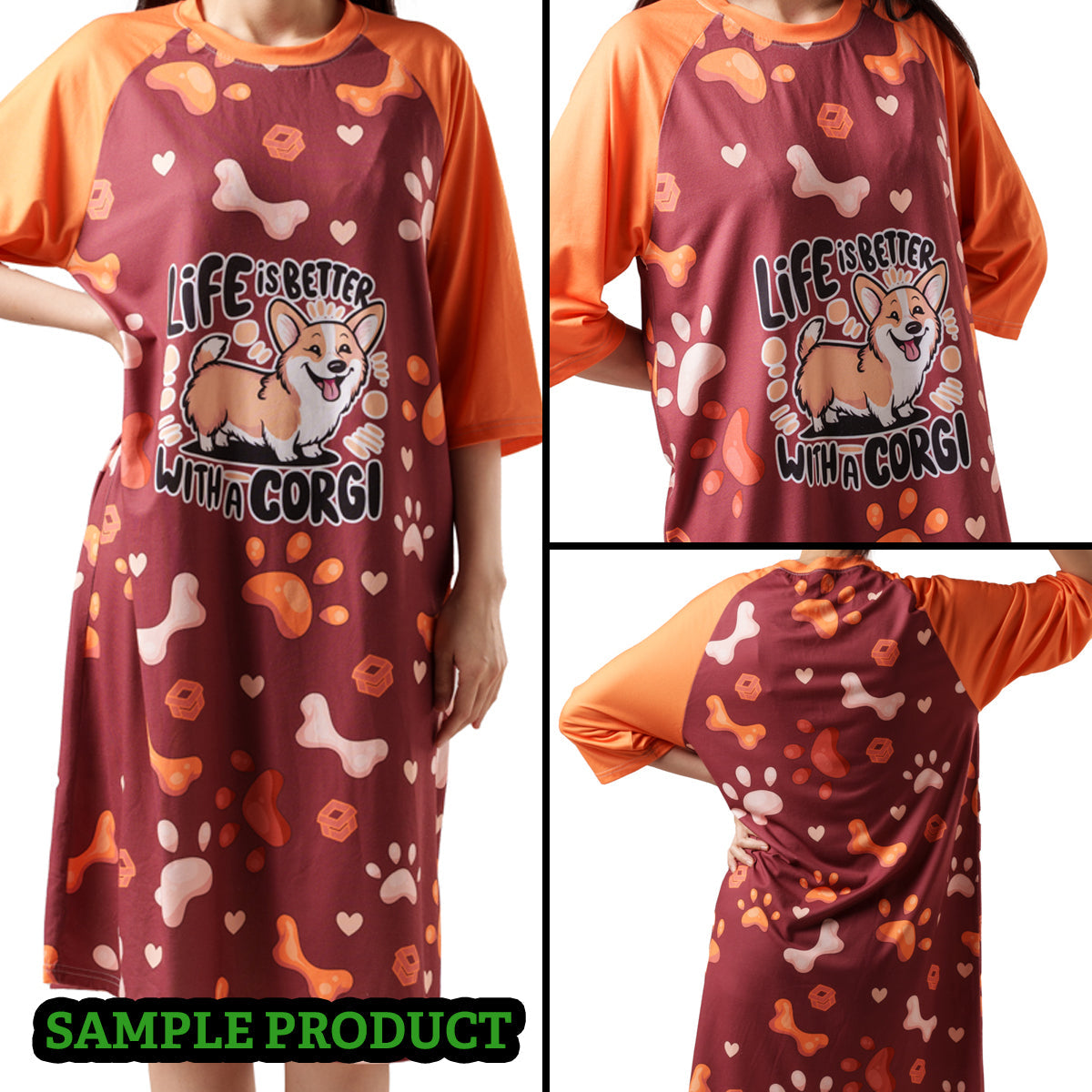 3/4 Sleeve Raglan Dress - AGBR44RG