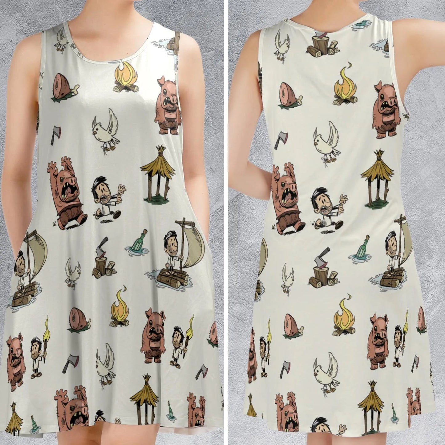 Casual Sleeveless Dress - VTFERF1Q