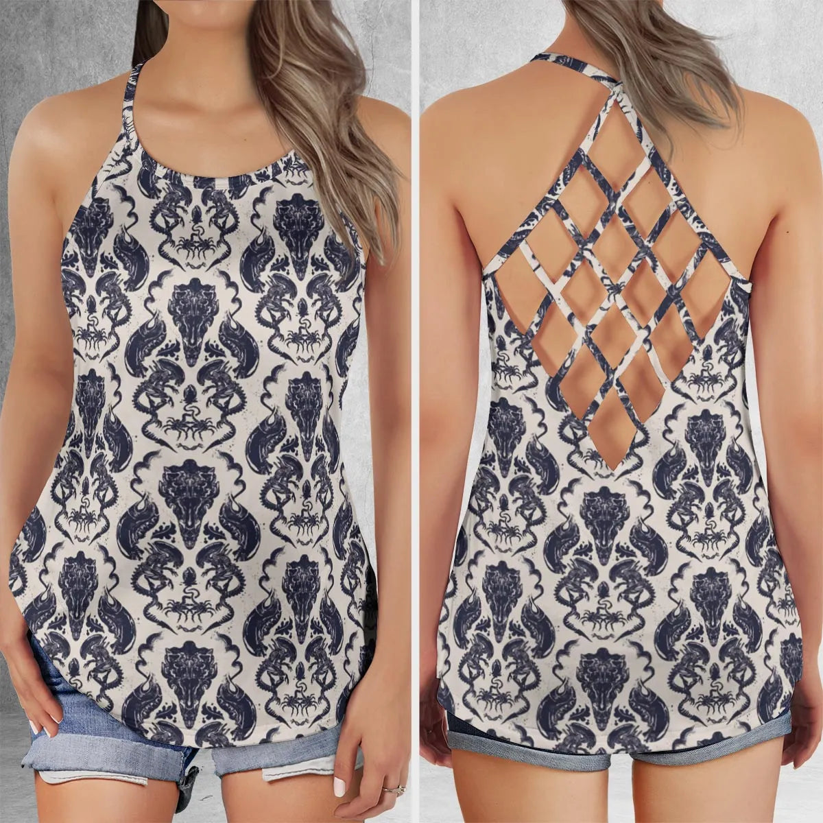 Lattice Back Tank Top - HKSDMVZE