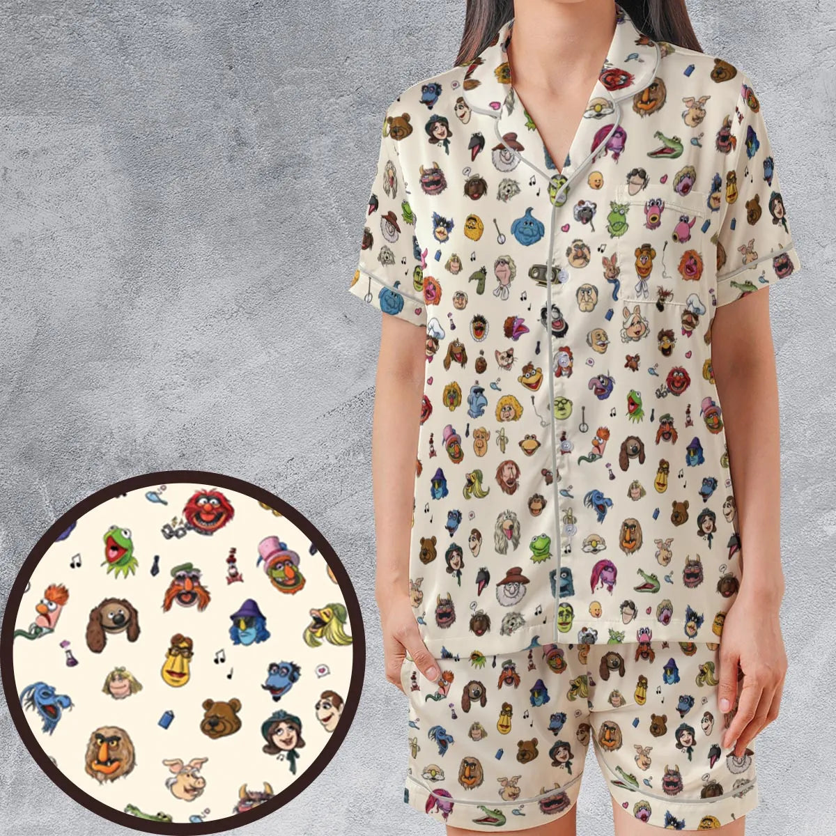 Satin Short-Sleeve Pajamas Set - ENXAZA5U