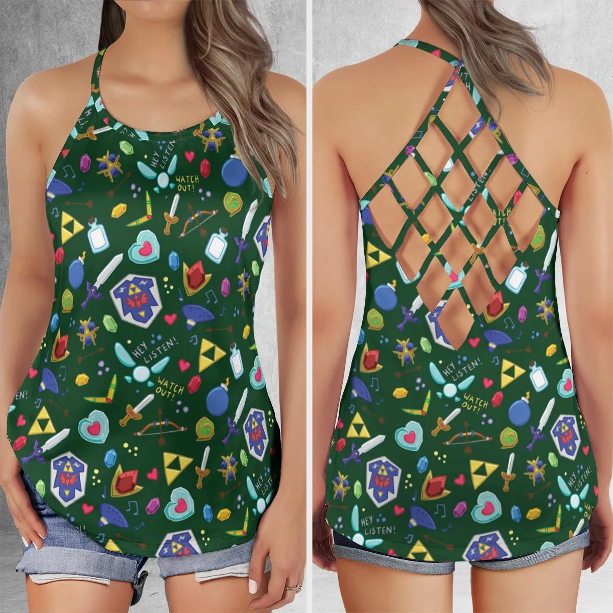 Lattice Back Tank Top - T63DKTSK