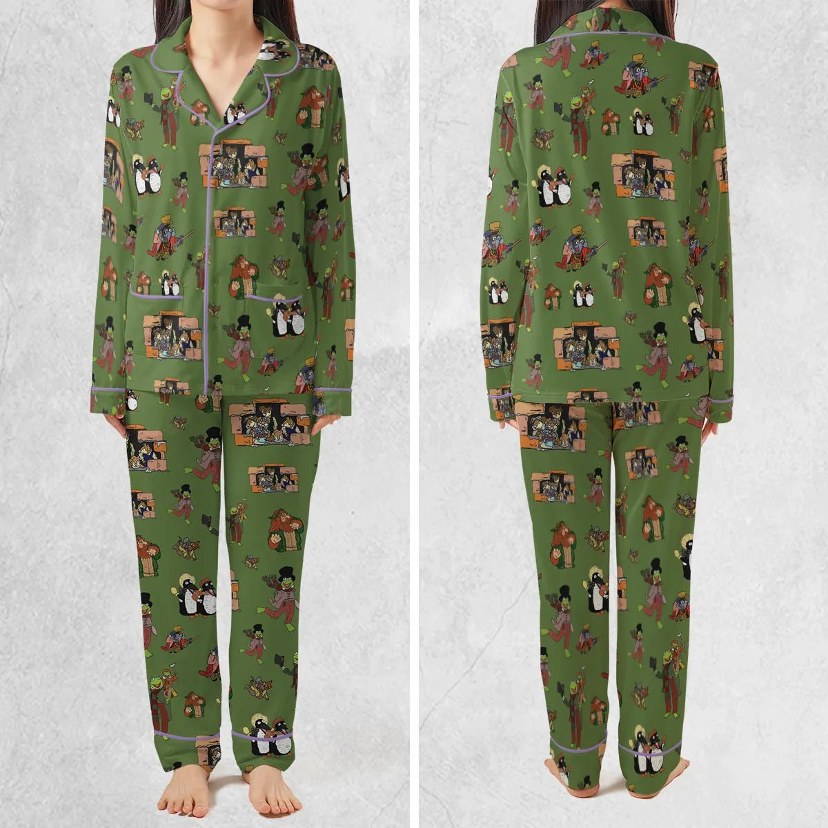 Stretch Long-Sleeve Pajamas Set - QG2UQY8B