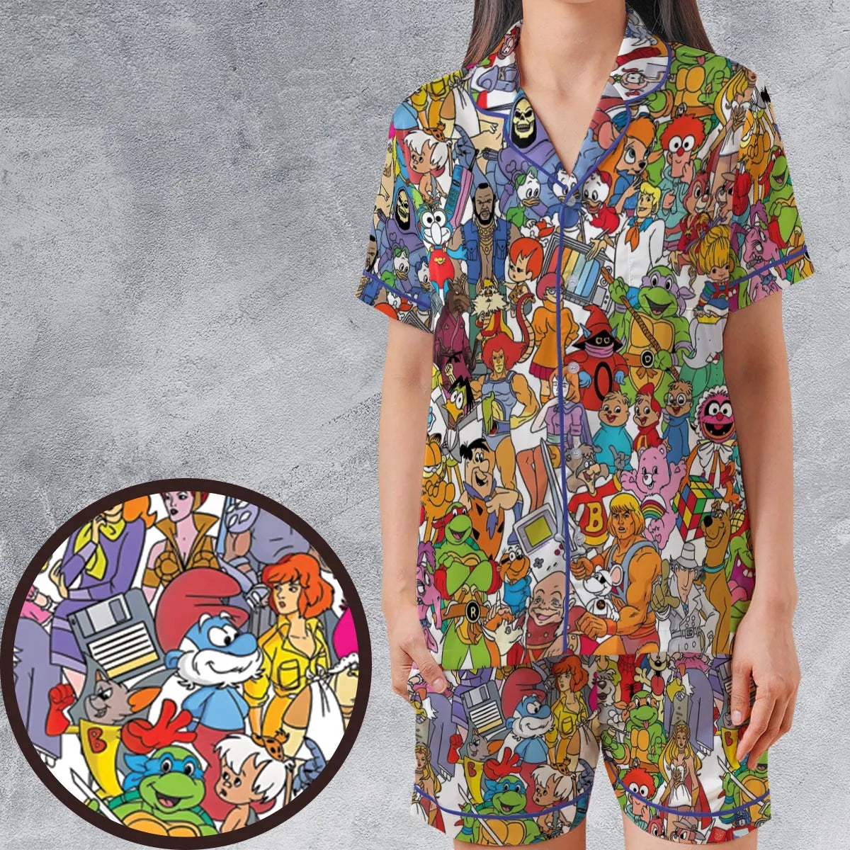 Satin Short-Sleeve Pajamas Set - 78EU5TXG