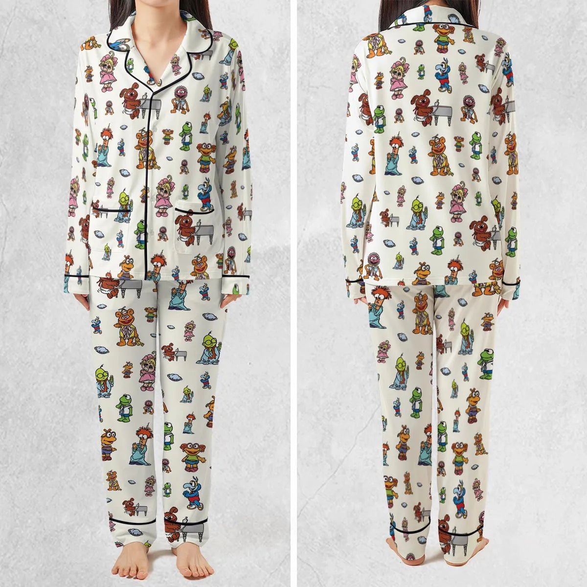 Stretch Long-Sleeve Pajamas Set - Q2CPUPYH