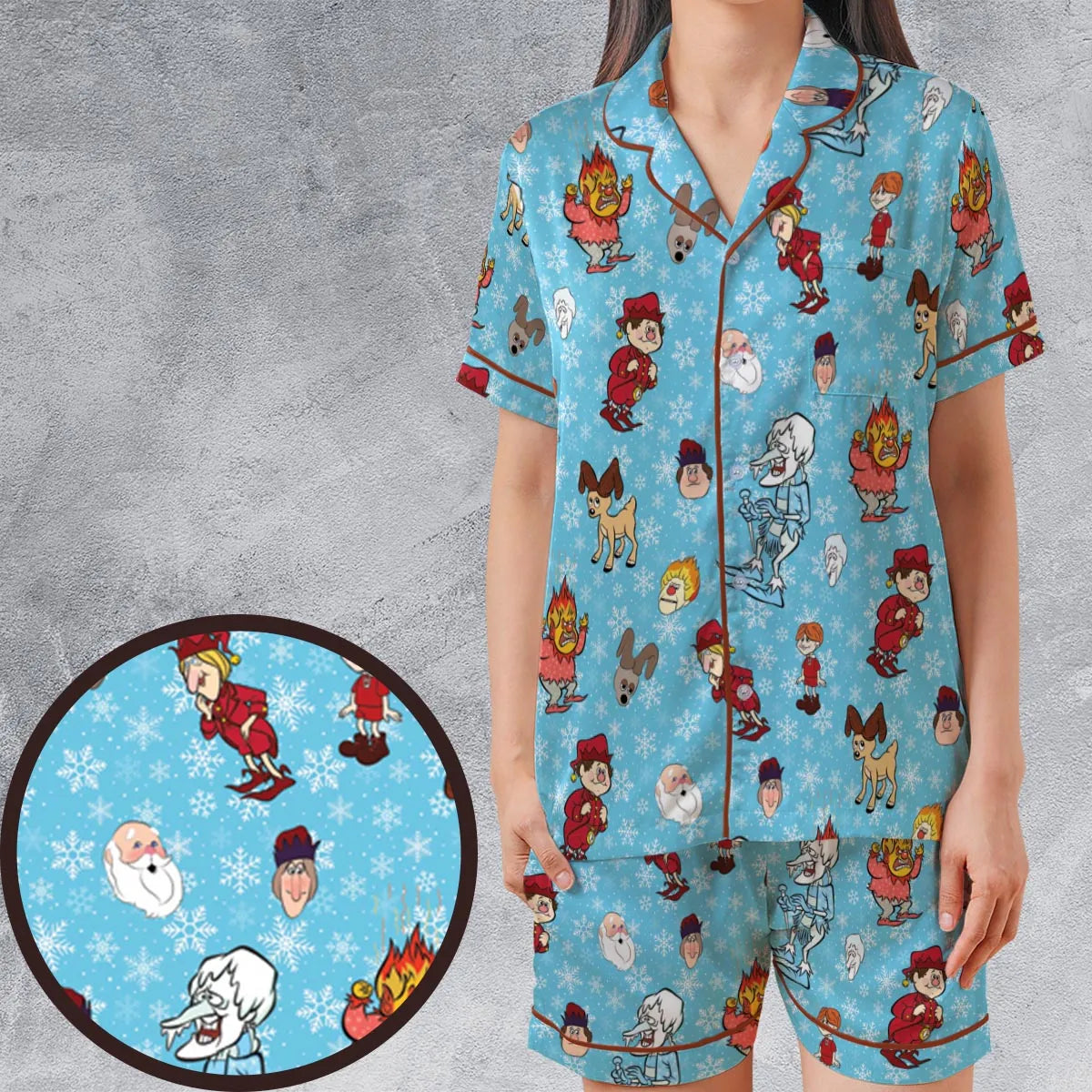 Satin Short-Sleeve Pajamas Set - B9WQV5HN