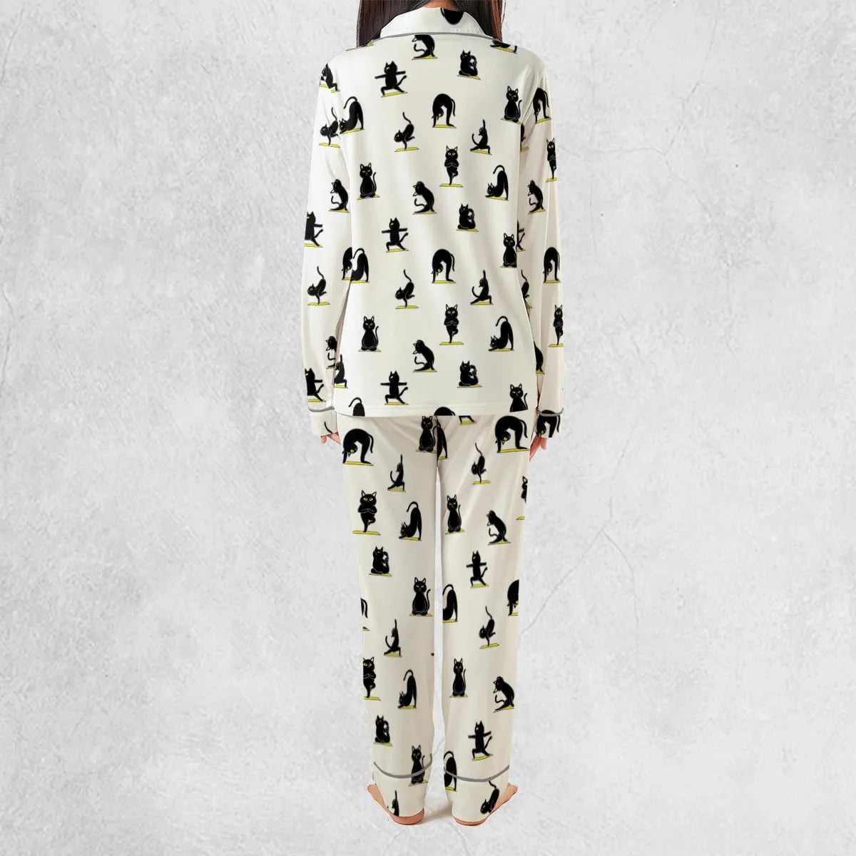 Stretch Long-Sleeve Pajamas Set - KJNWQJWQ