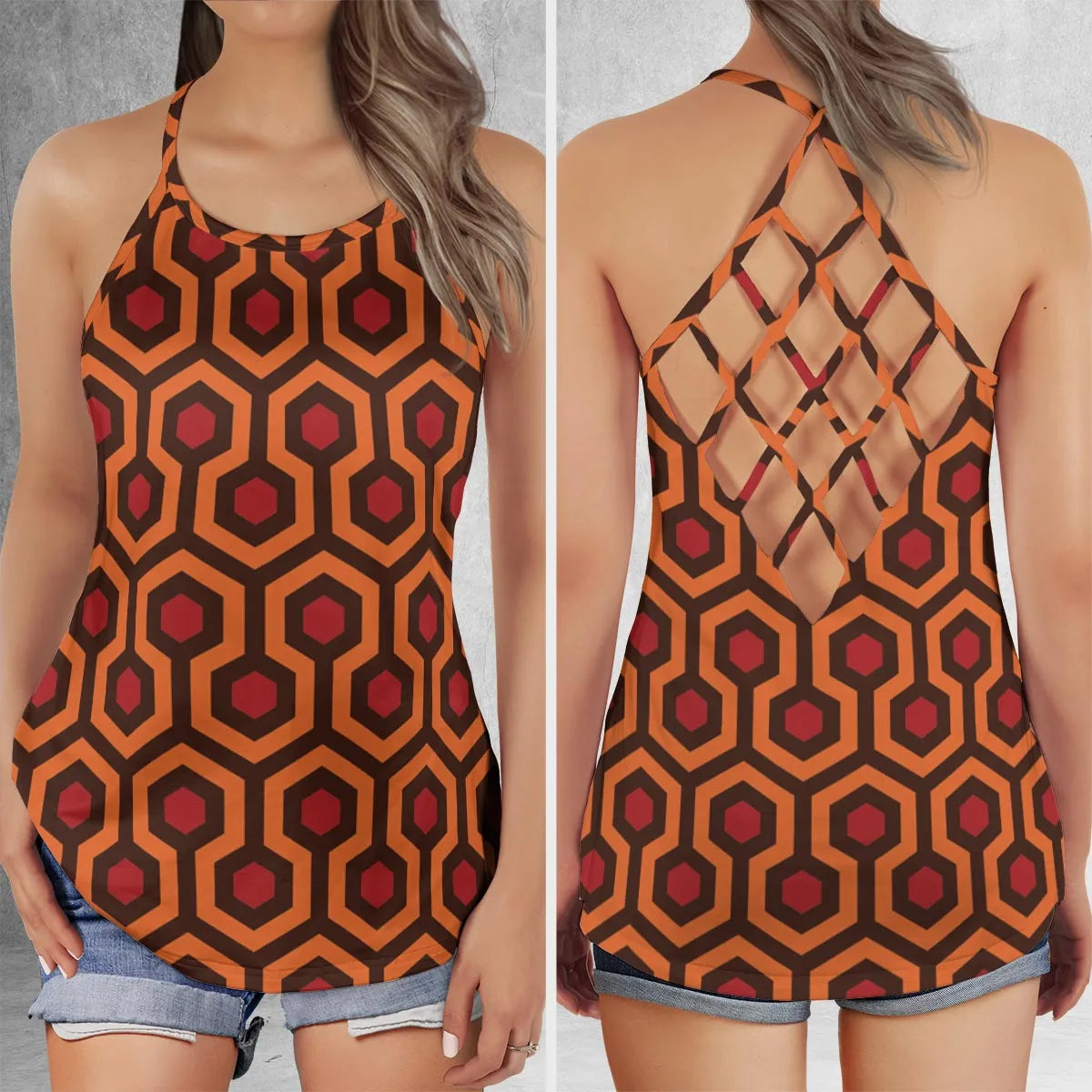 Lattice Back Tank Top - U326NXCF