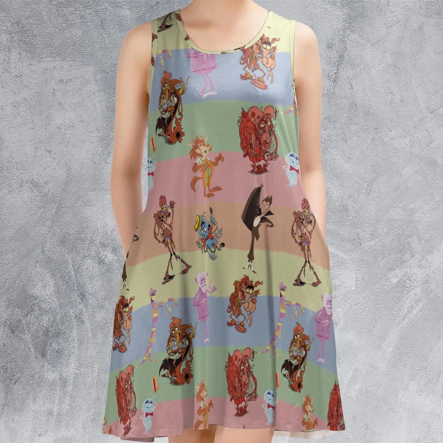 Casual Sleeveless Dress - NKDFWLC4