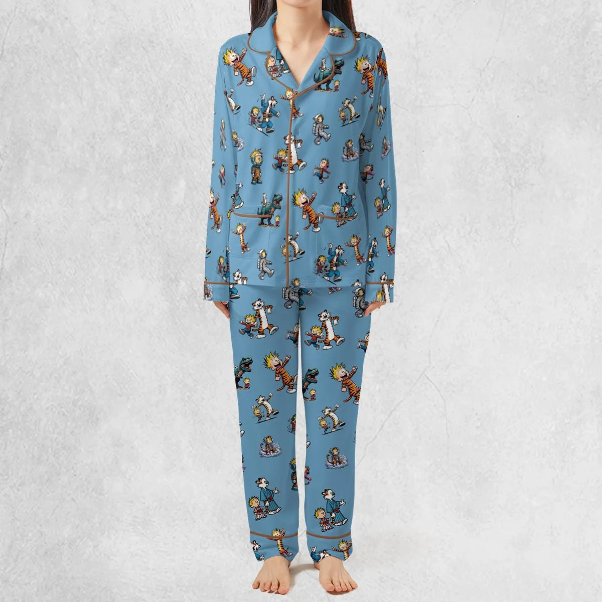 Stretch Long-Sleeve Pajamas Set - HMUEE7G9