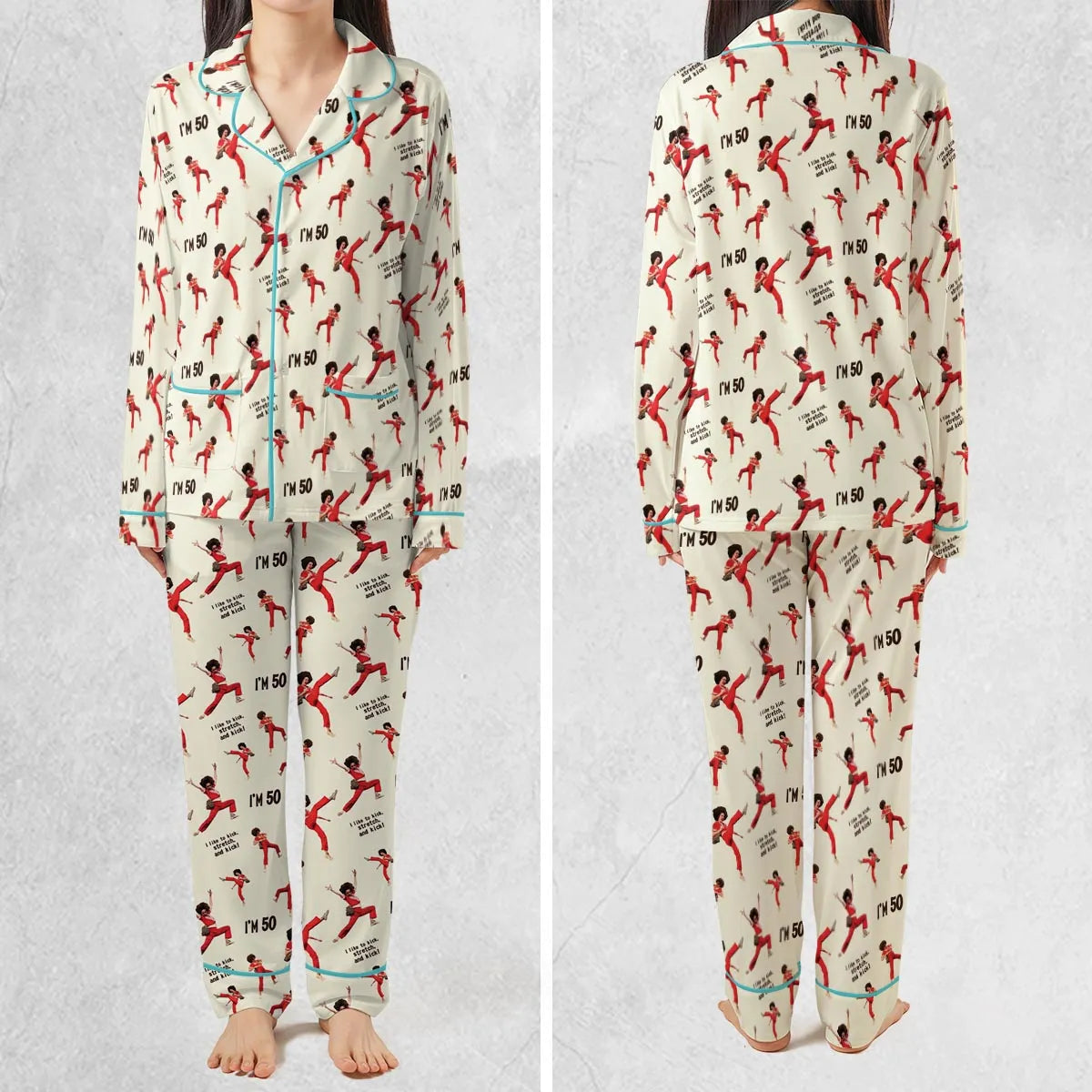 Stretch Long-Sleeve Pajamas Set - X3ZR8XVZ