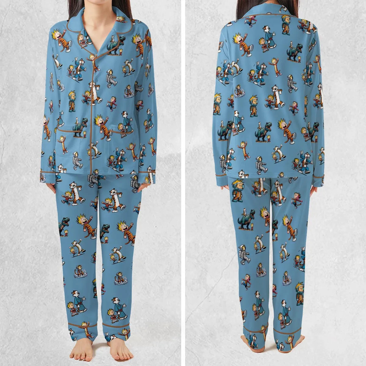 Stretch Long-Sleeve Pajamas Set - HMUEE7G9