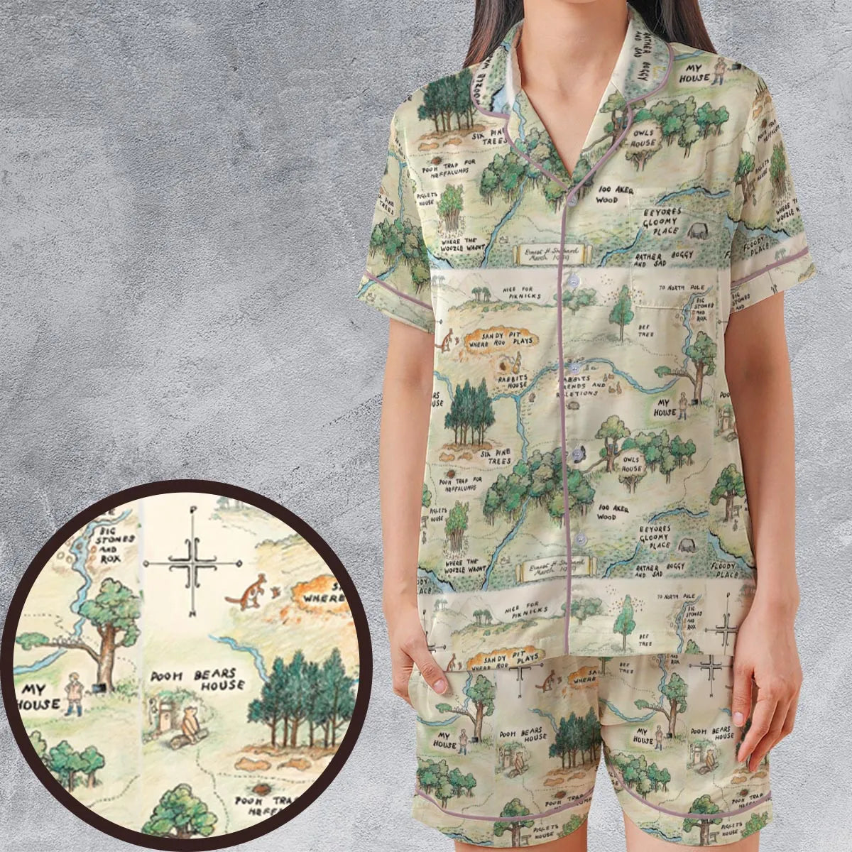 Satin Short-Sleeve Pajamas Set - K6QBQZU8
