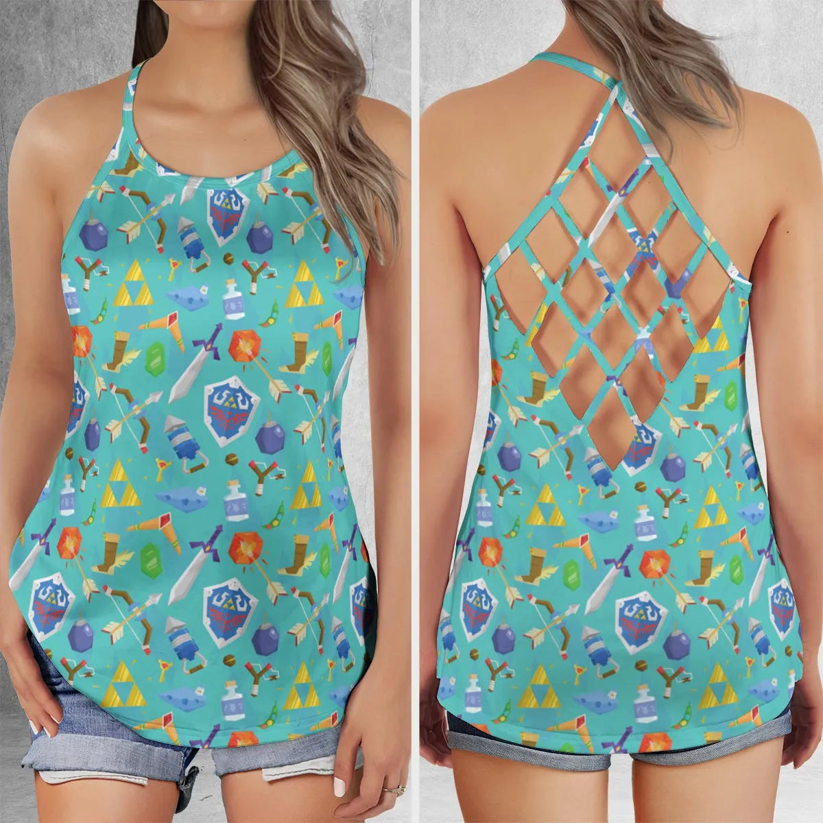 Lattice Back Tank Top - B3MZT1SM