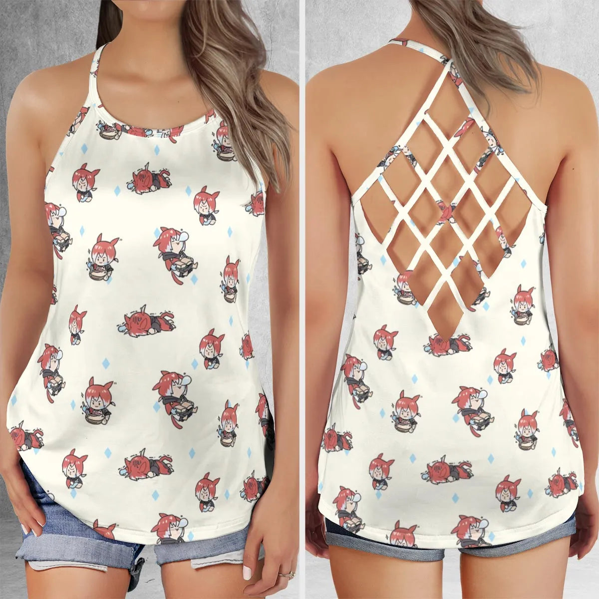 Lattice Back Tank Top - FTRYWN6T