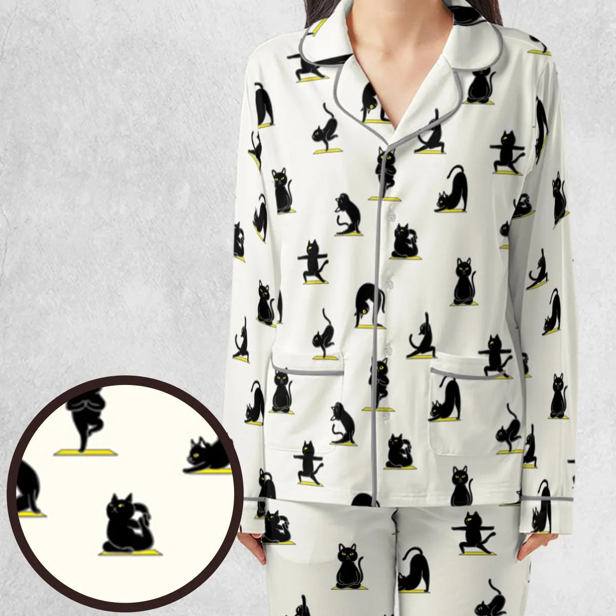 Stretch Long-Sleeve Pajamas Set - KJNWQJWQ